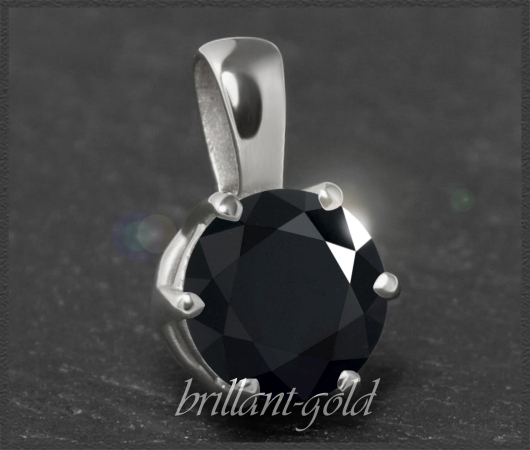 Brillant Anhänger 1,92ct, schwarz; 585 Weißgold